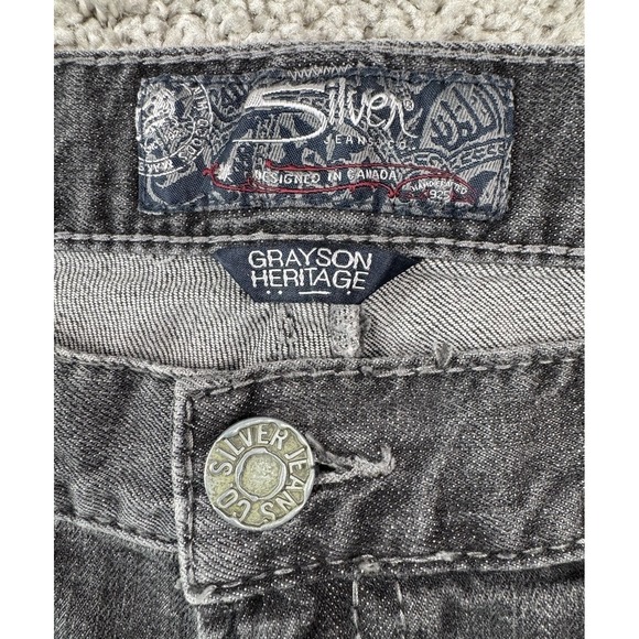 Silver Jeans Co Grayson Heritage Black Denim Straight Leg Faded Mens 40x32 - Picture 1 of 11